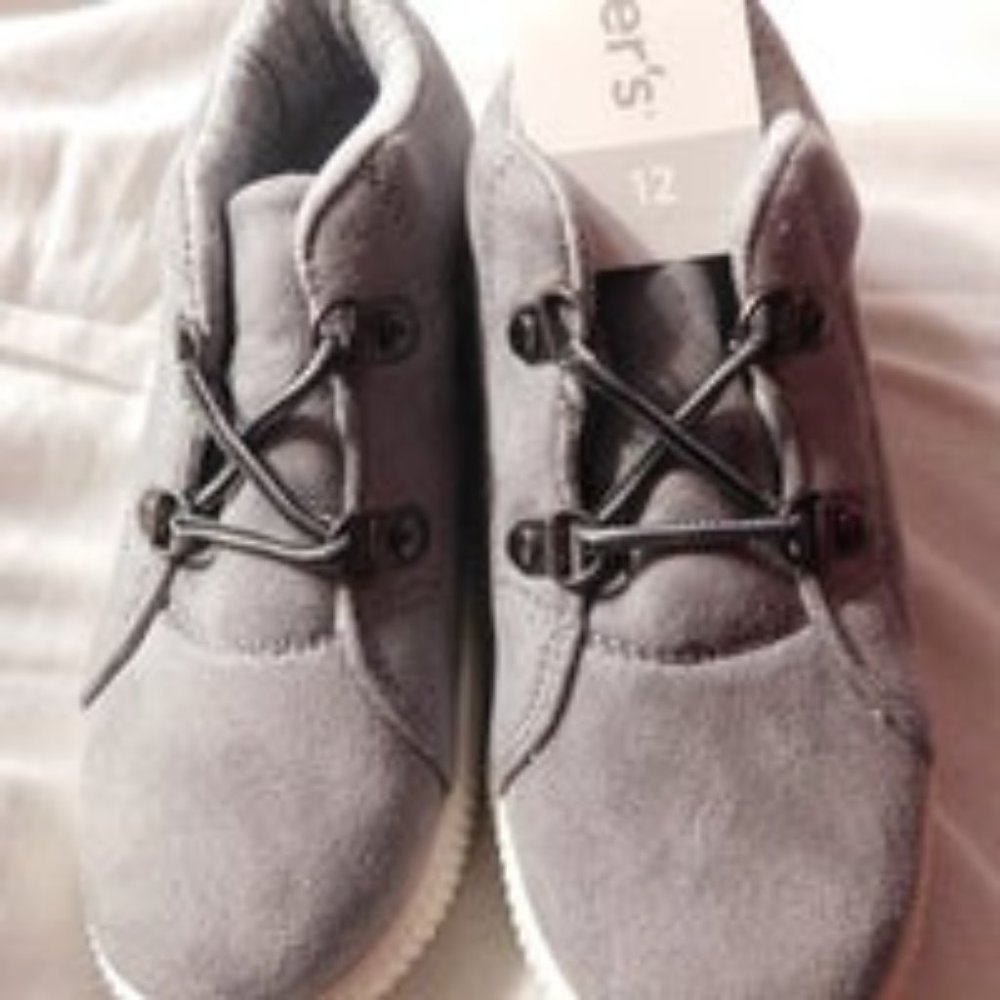 Carter's Edison Toddler Boys' Gray Suede Sneakers Size 12 NEW